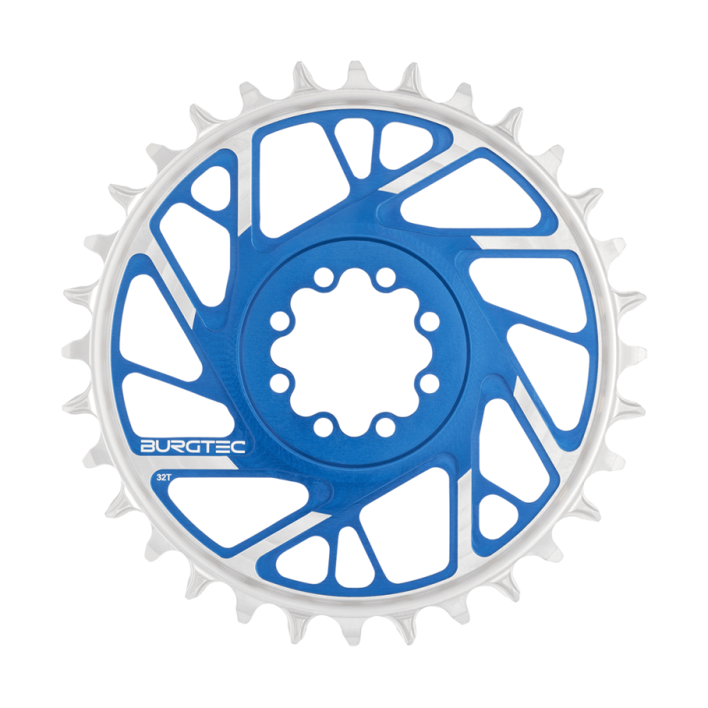 Burgtec 3mm Offset Thick Thin Chainring for SRAM 8-Bolt - 32T - Deep Blue