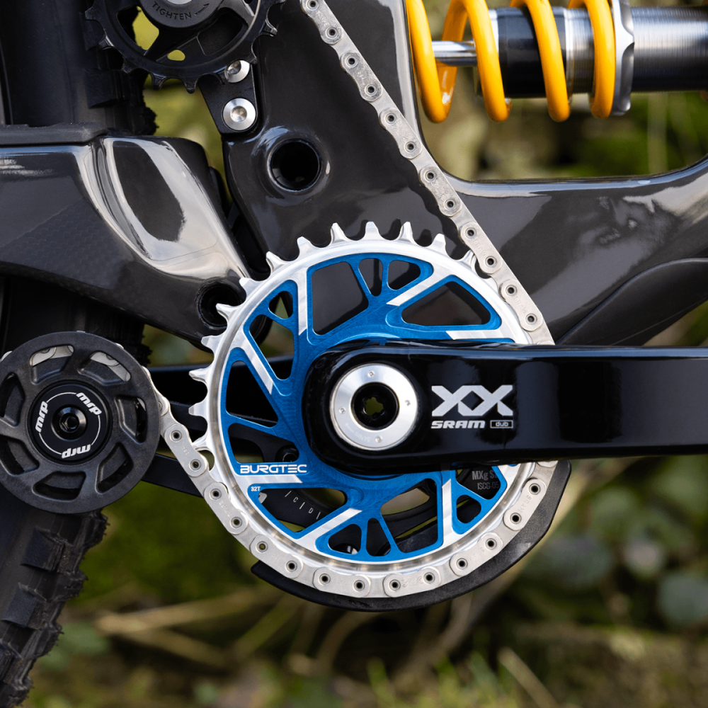 Burgtec 3mm Offset Thick Thin Chainring for SRAM 8-Bolt - 28T - Iron Bro Orange