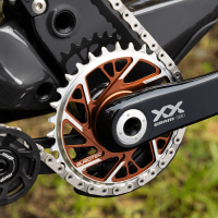 Burgtec 3mm Offset Thick Thin Chainring for SRAM 8-Bolt - 28T - Iron Bro Orange