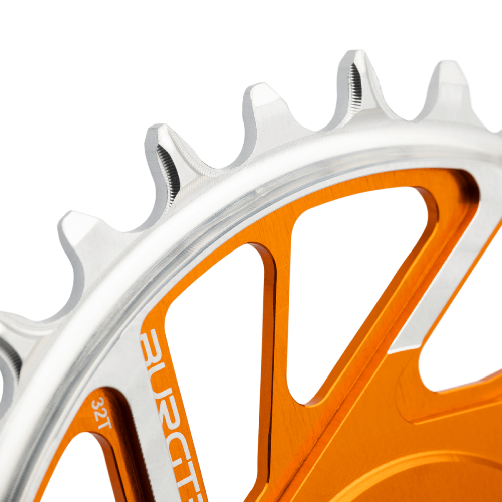 Burgtec 3mm Offset Thick Thin Chainring for SRAM 8-Bolt - 28T - Iron Bro Orange
