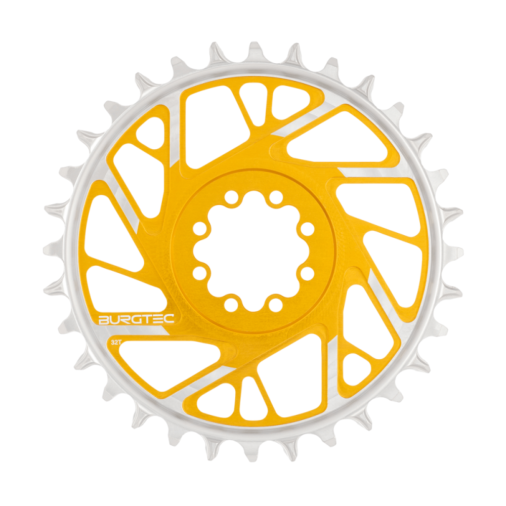 Burgtec 3mm Offset Thick Thin Chainring for SRAM 8-Bolt - 28T - Iron Bro Orange