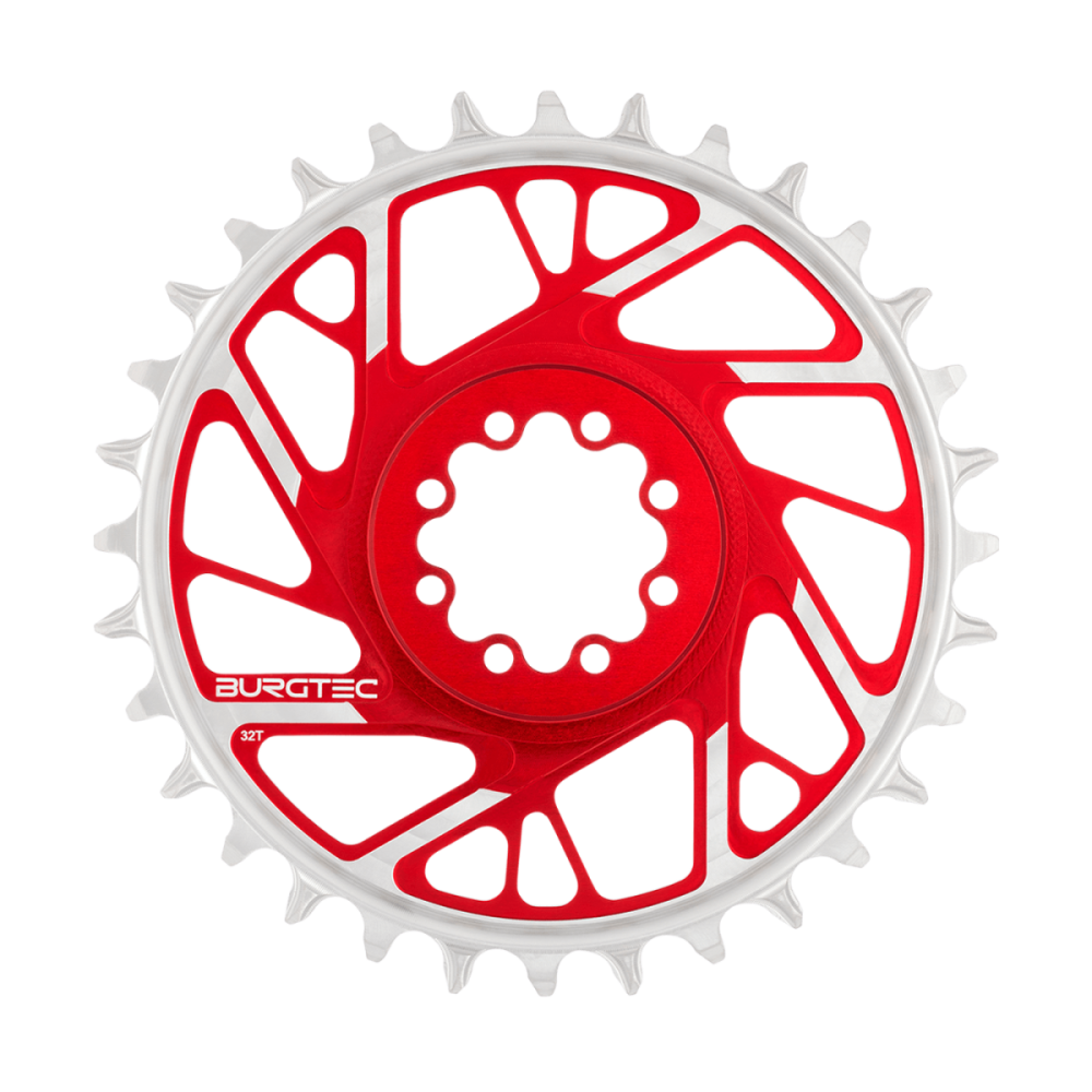 Burgtec 3mm Offset Thick Thin Chainring for SRAM 8-Bolt - 34T - Race Red